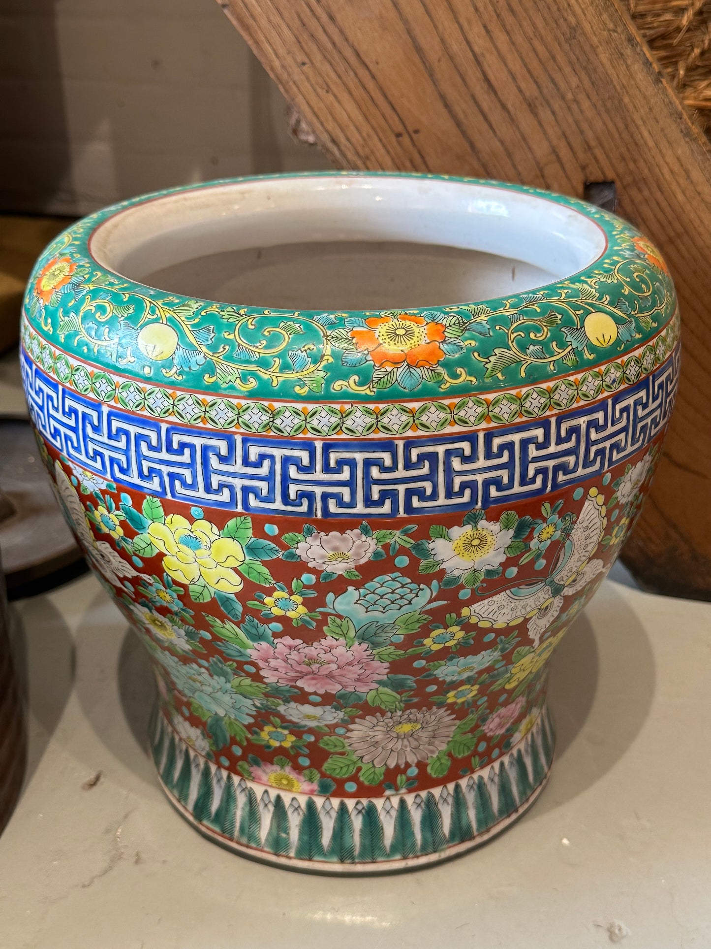 Japanese Hibachi Signed & Dated 1939 Ceramic Imari Hibachi Brazier Pot Planter 11"