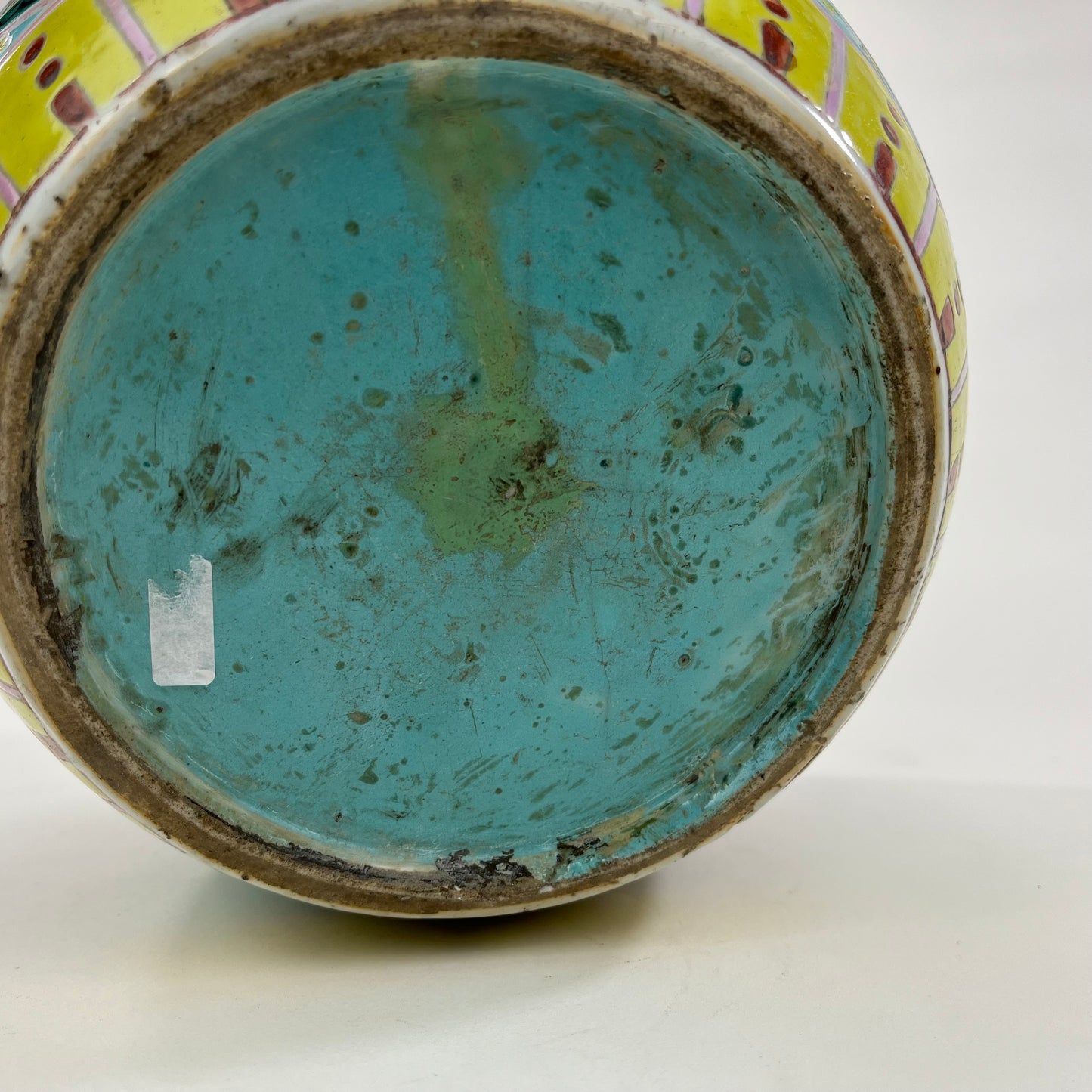 Antique Chinese Qing 19th Century Green & Pink Ginger Jar Hand Painted 8"