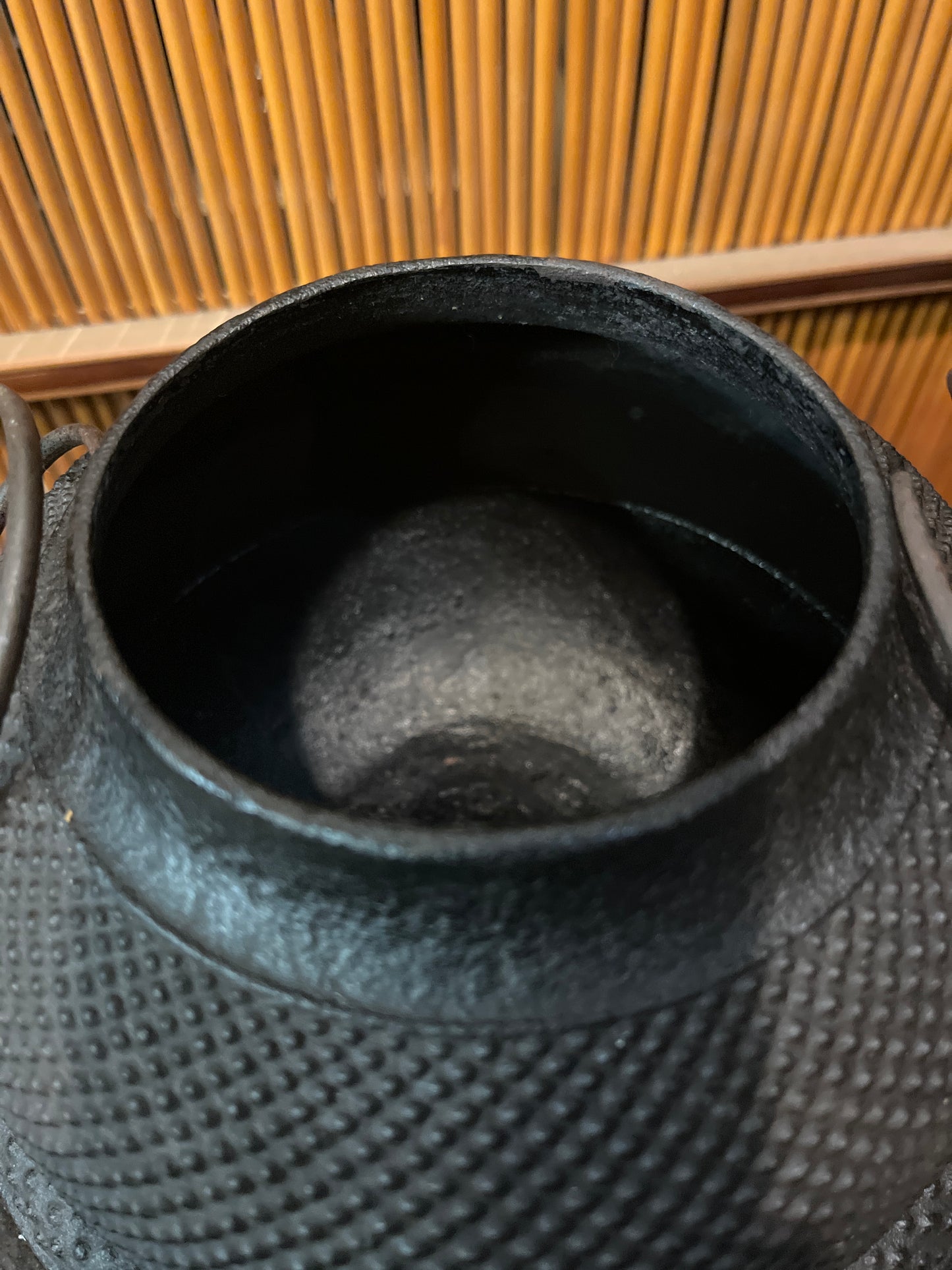 Antique Japanese c.1930's Cast Iron Tea Ceremony Furogama with Electric Sumi Element