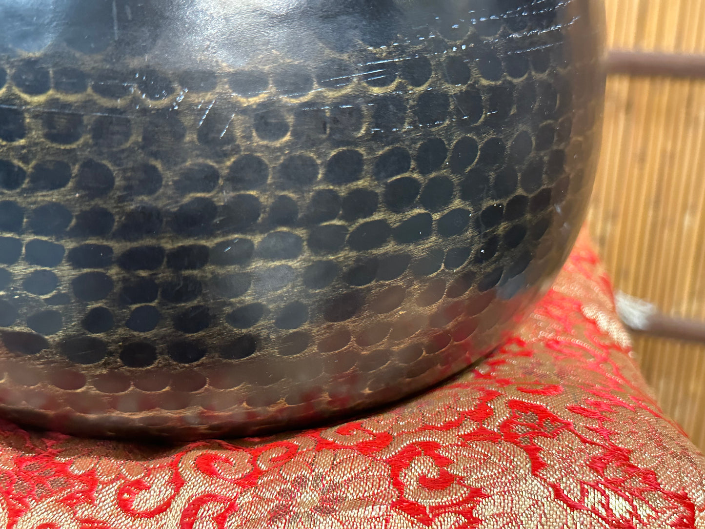 Vintage Japanese Orin Bell Bronze Singing Set w/ Cushion & Stand 9”