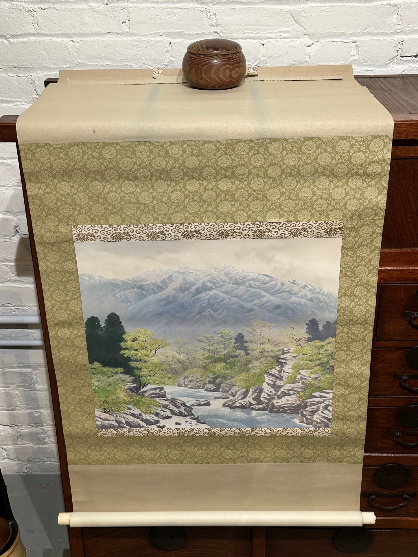 Japanese Scroll Hand Painted Mid 1900’s Mountain Stream