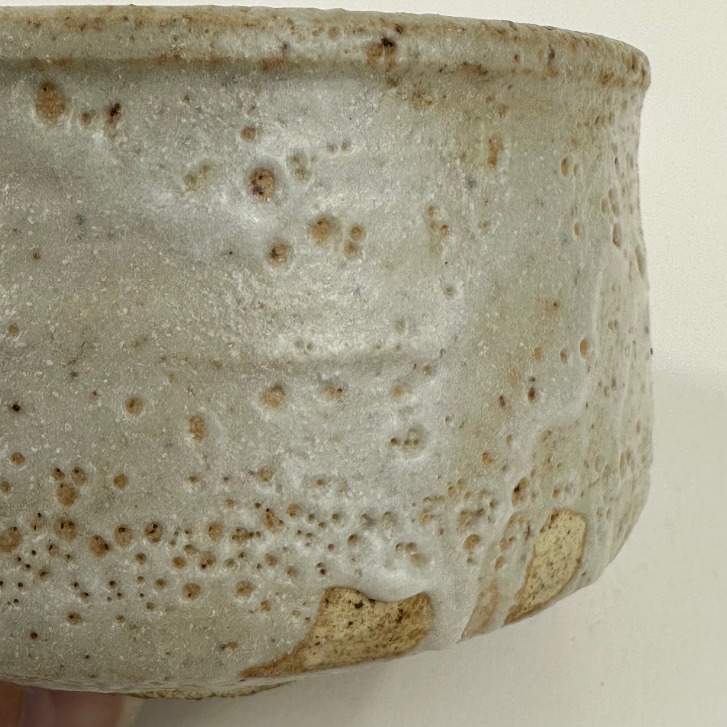 Vintage Japanese Hand Thrown Ceramic Tea Bowl Shino Chawan 5"