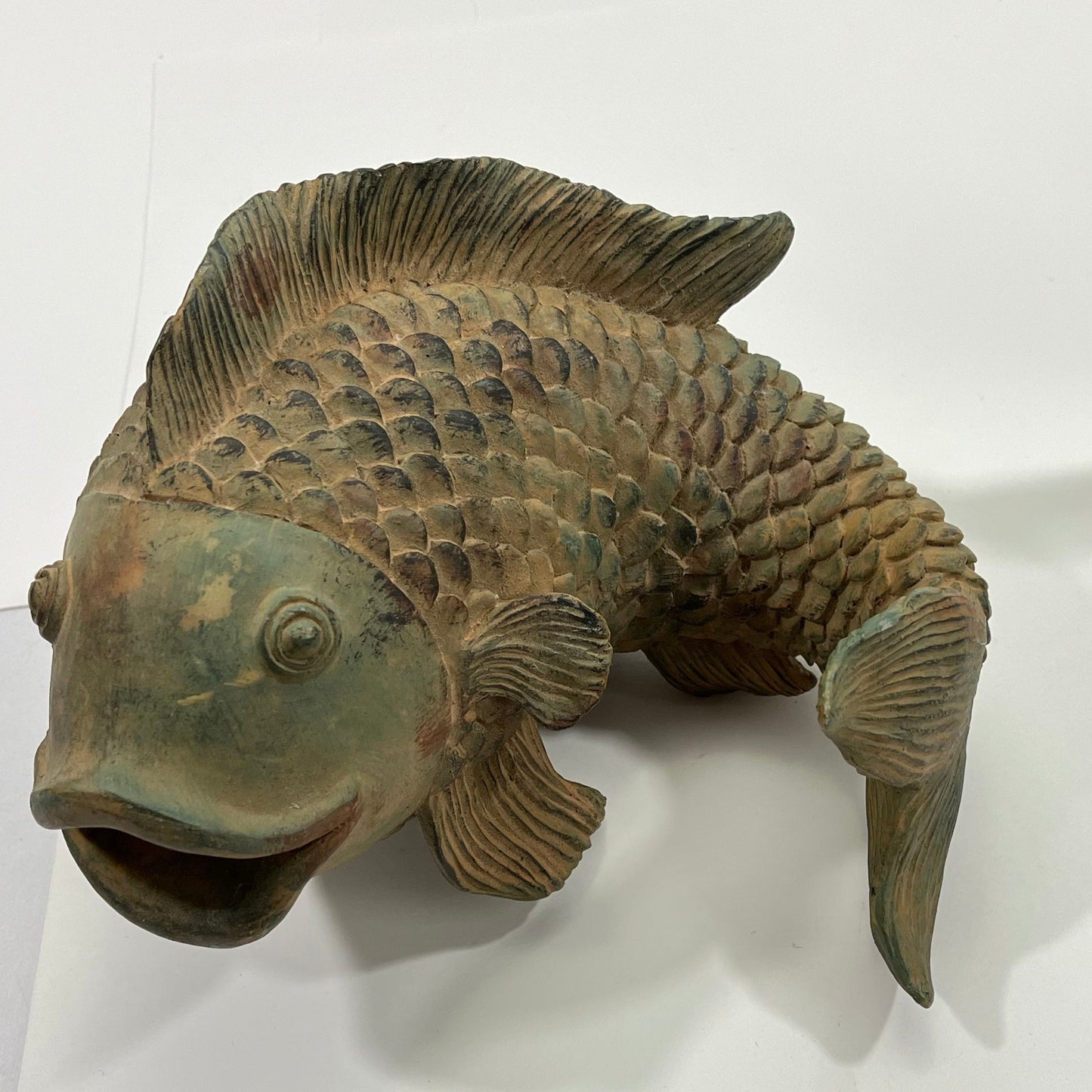 Vintage Pair of Swiming Carp Statues 7.5” Key Hiders Resin 13"