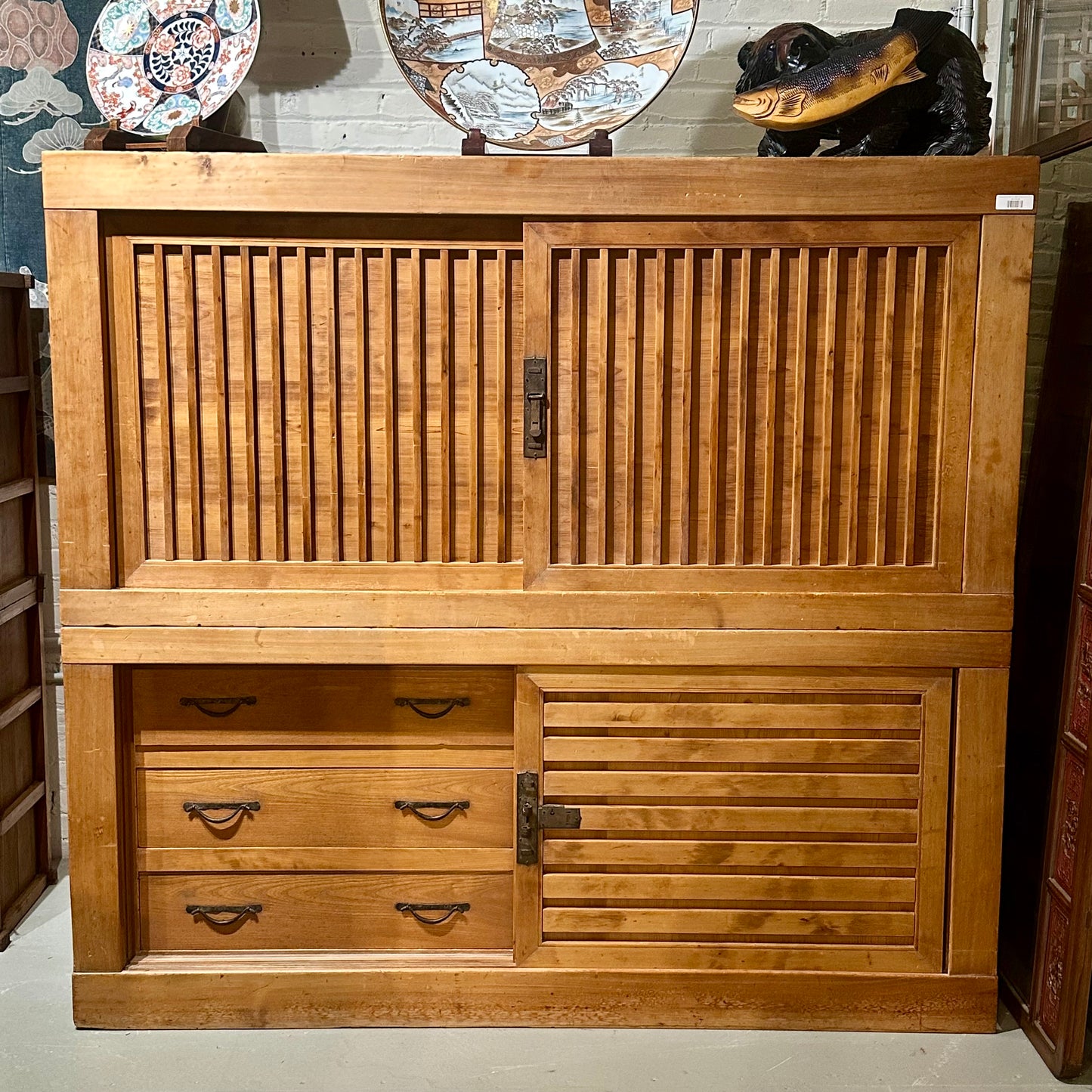 Antique Japanese Meiji Era c1880's Futondansu Blanket Chest Tansu 71"L