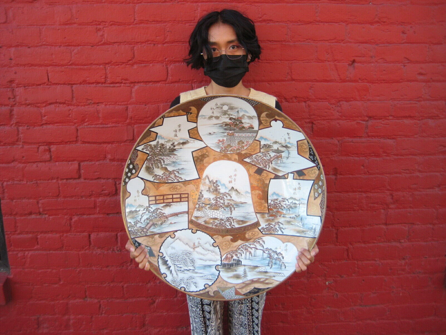 Rare Antique 24" Japanese Meiji Era (c1900) Kutani Imari Charger Platter