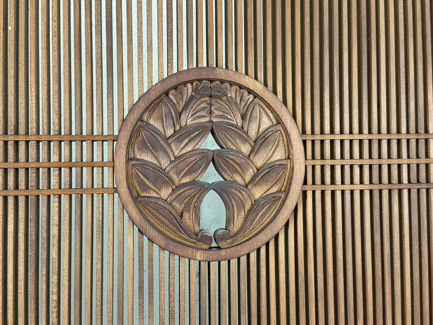Vintage Japanese Ranma PAIR Transom Glass Geometric Lattice Sugi Wood 69.5"
