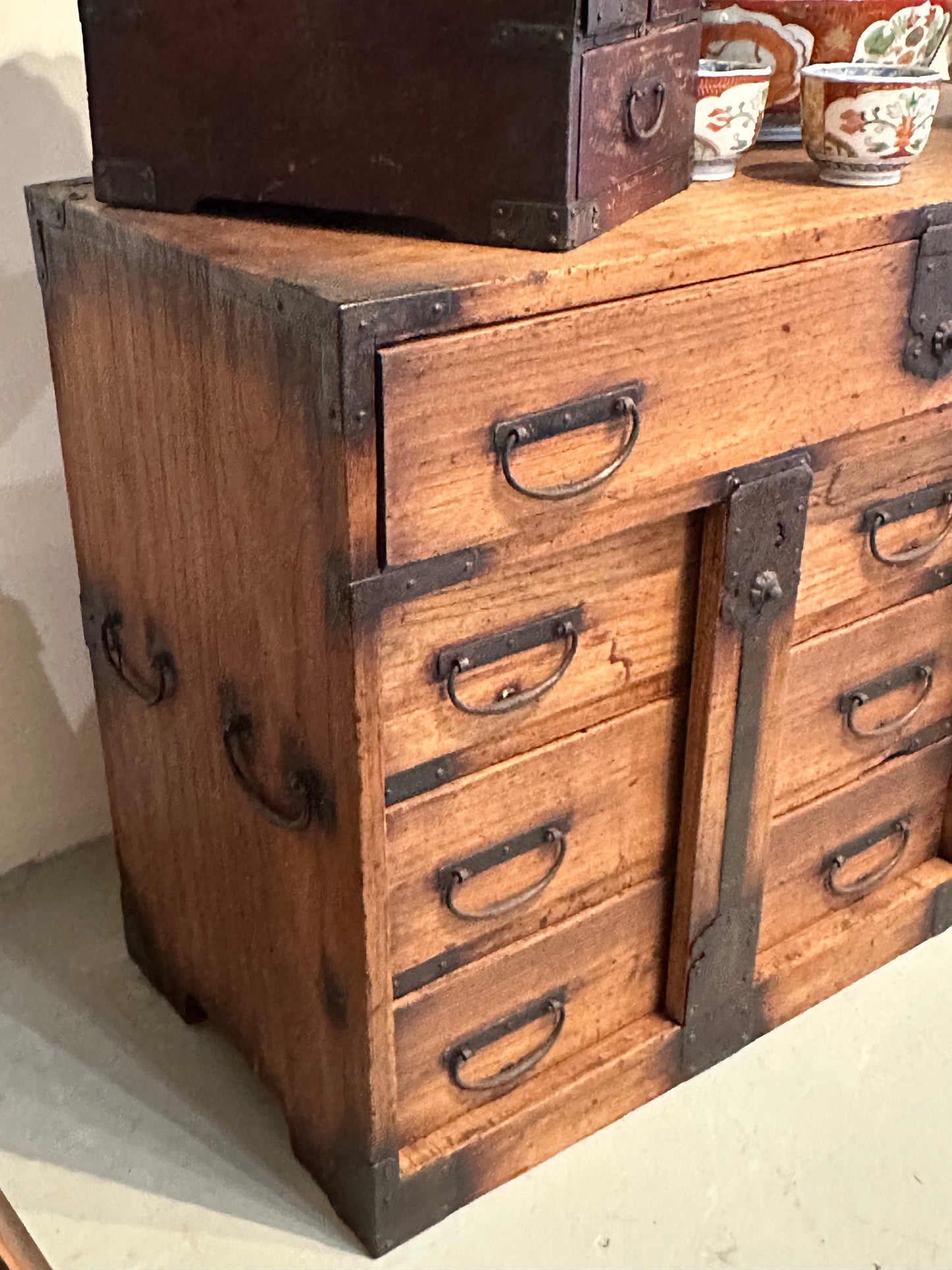 Antique Japanese Chobadansu Meiji Era c1880's Document Tansu Kiri 35"W