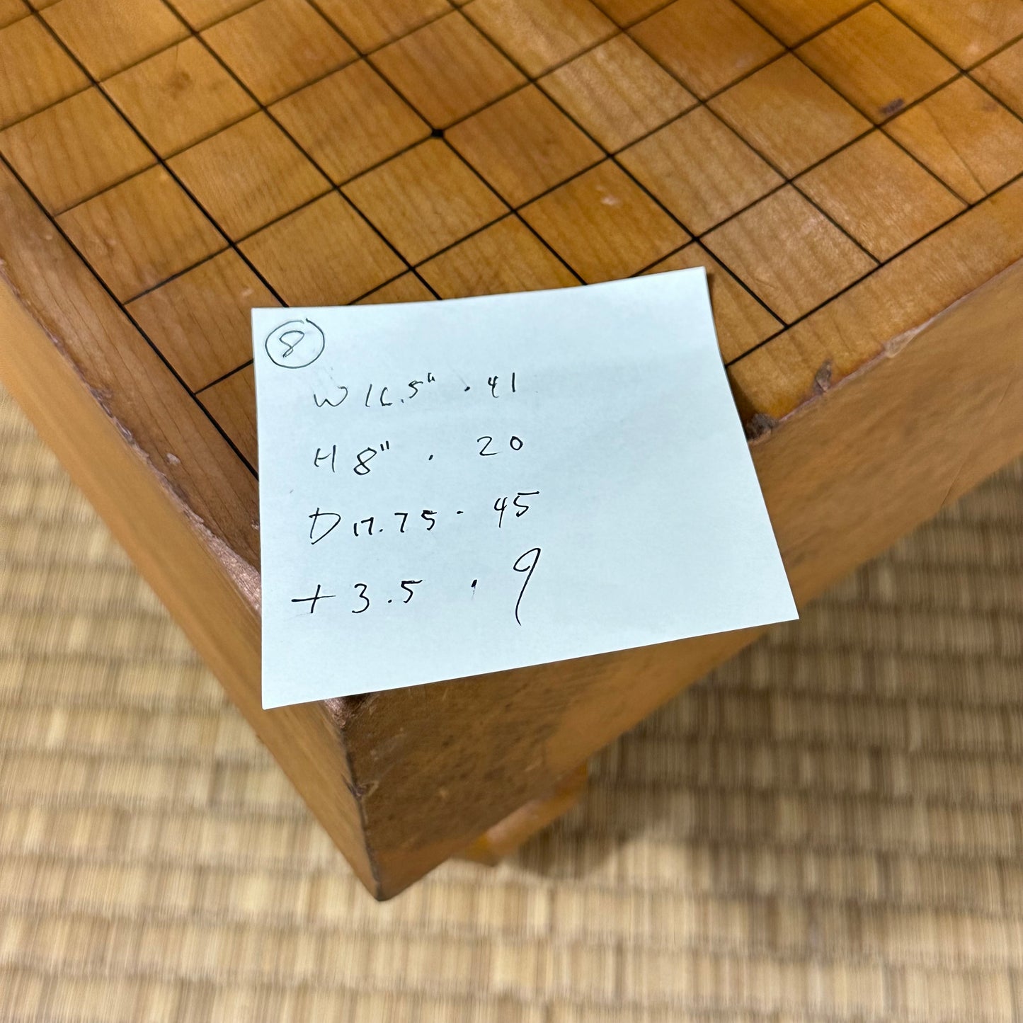 Vintage Japanese Goban 3.5" (9cm) Thick Go Game Board Floor Board H8?