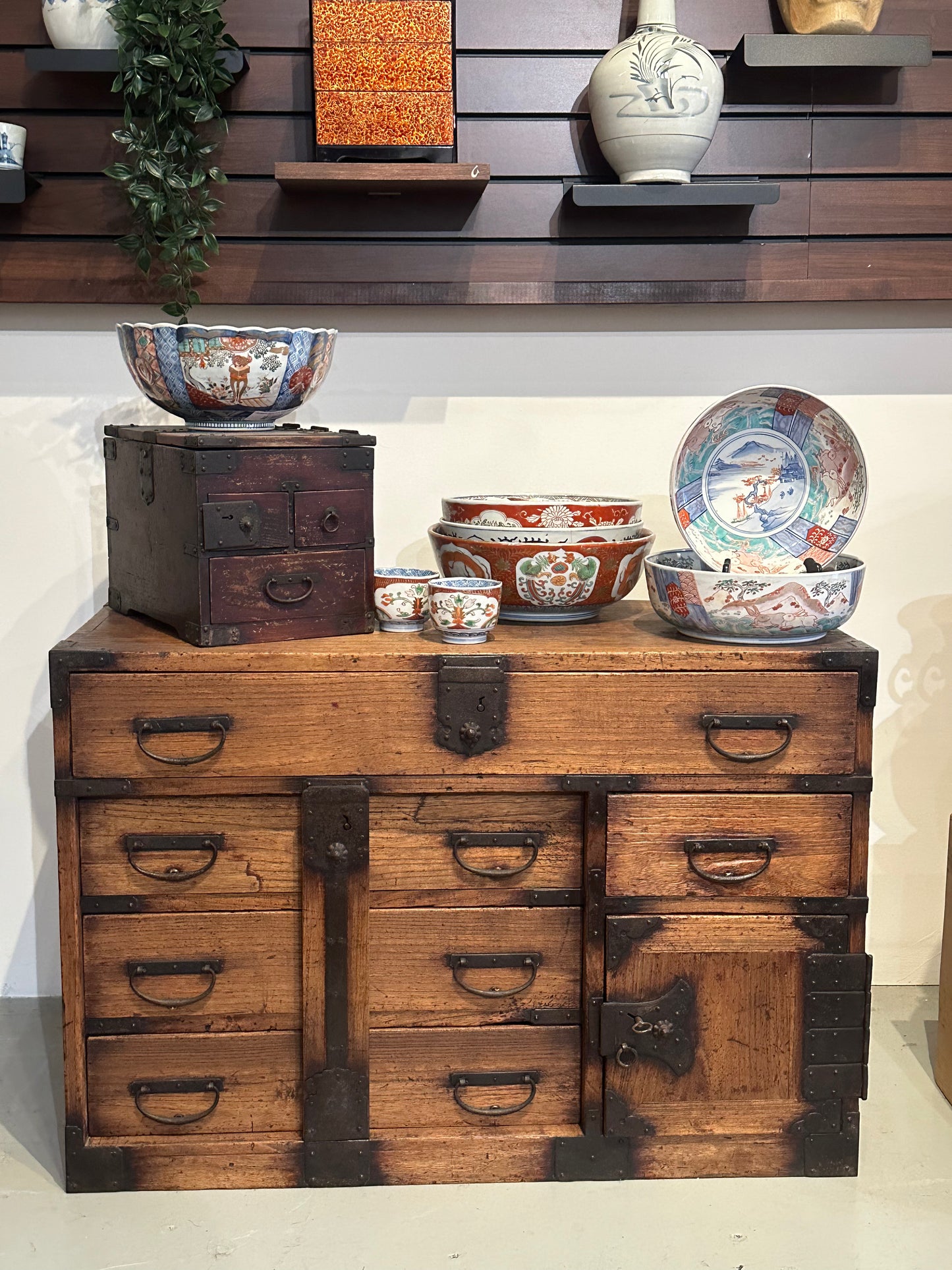 Antique Japanese Chobadansu Meiji Era c1880's Document Tansu Kiri 35"W