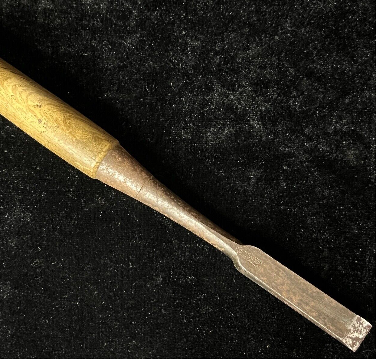 Vintage Japanese Signed Chisel Laminated Forged Iron Blade 1/2" Nomi Red Oak