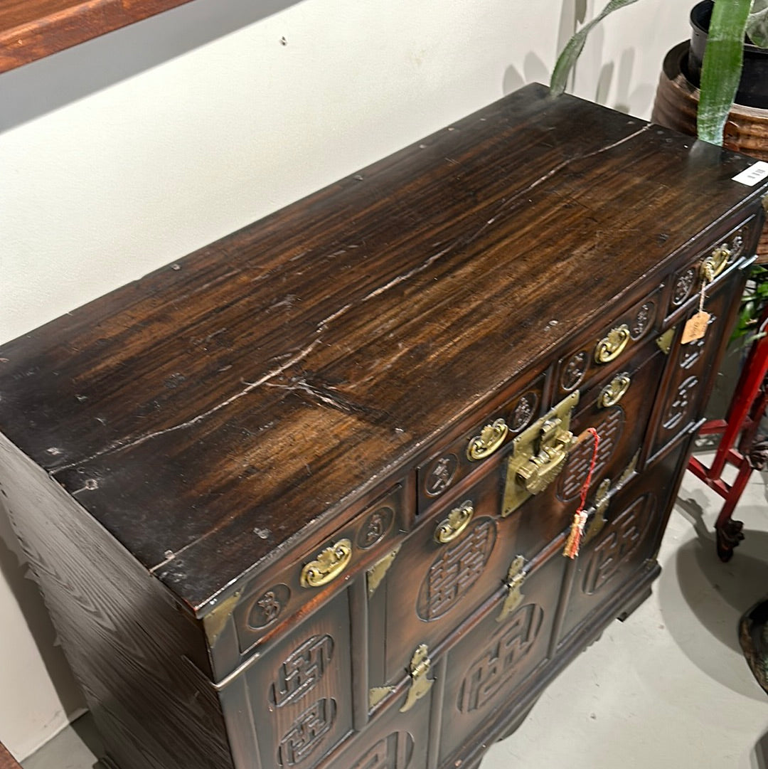 Antique Korean Morijang Large Front Door Chest Brass Locks & Hardware (LOCAL PICKUP ONLY)