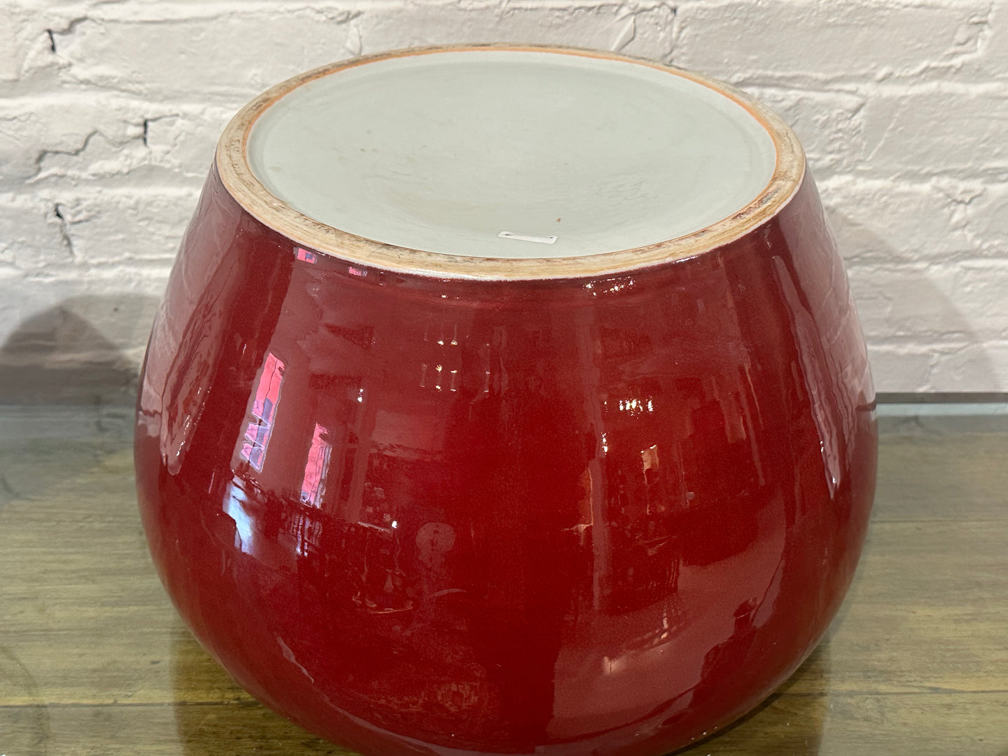Vintage Japanese mid-late Showa c1960's Large Red Ceramic Hibachi 16”