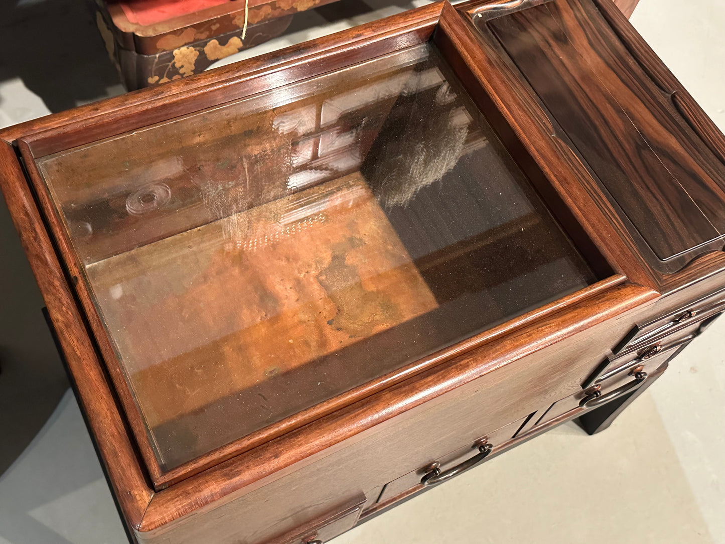 Antique Japanese c1880’s Meiji Era Hibachi Wooden Brazier 5 Drawer Tansu 23”
