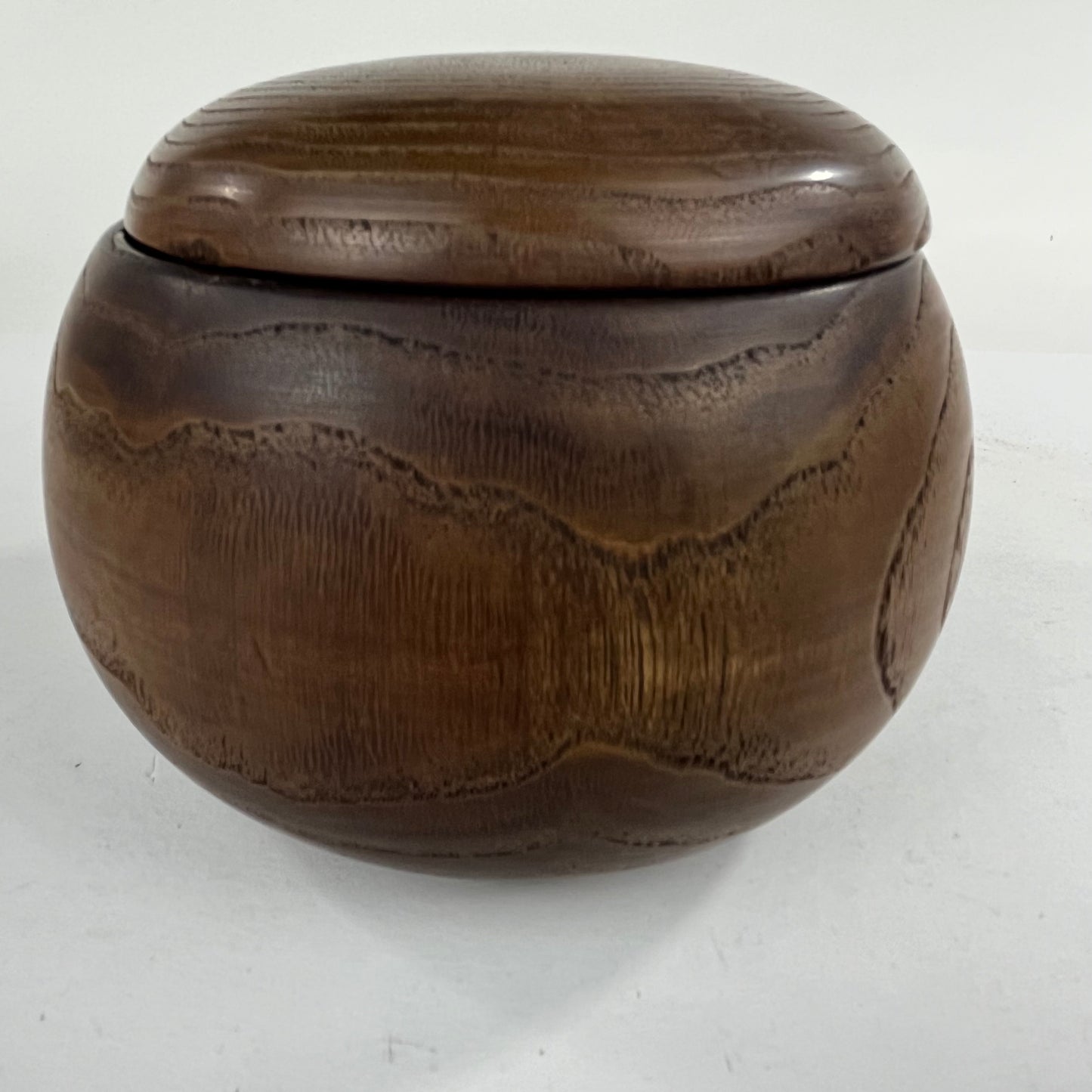 Vintage Round Wooden Lidded Box Bowls 5”