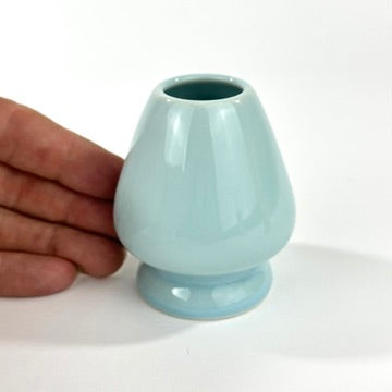 Japanese Style Ceramic Chasen Holder Matcha Whisk Keeper Stand Pale Blue Glaze NEW 3"H