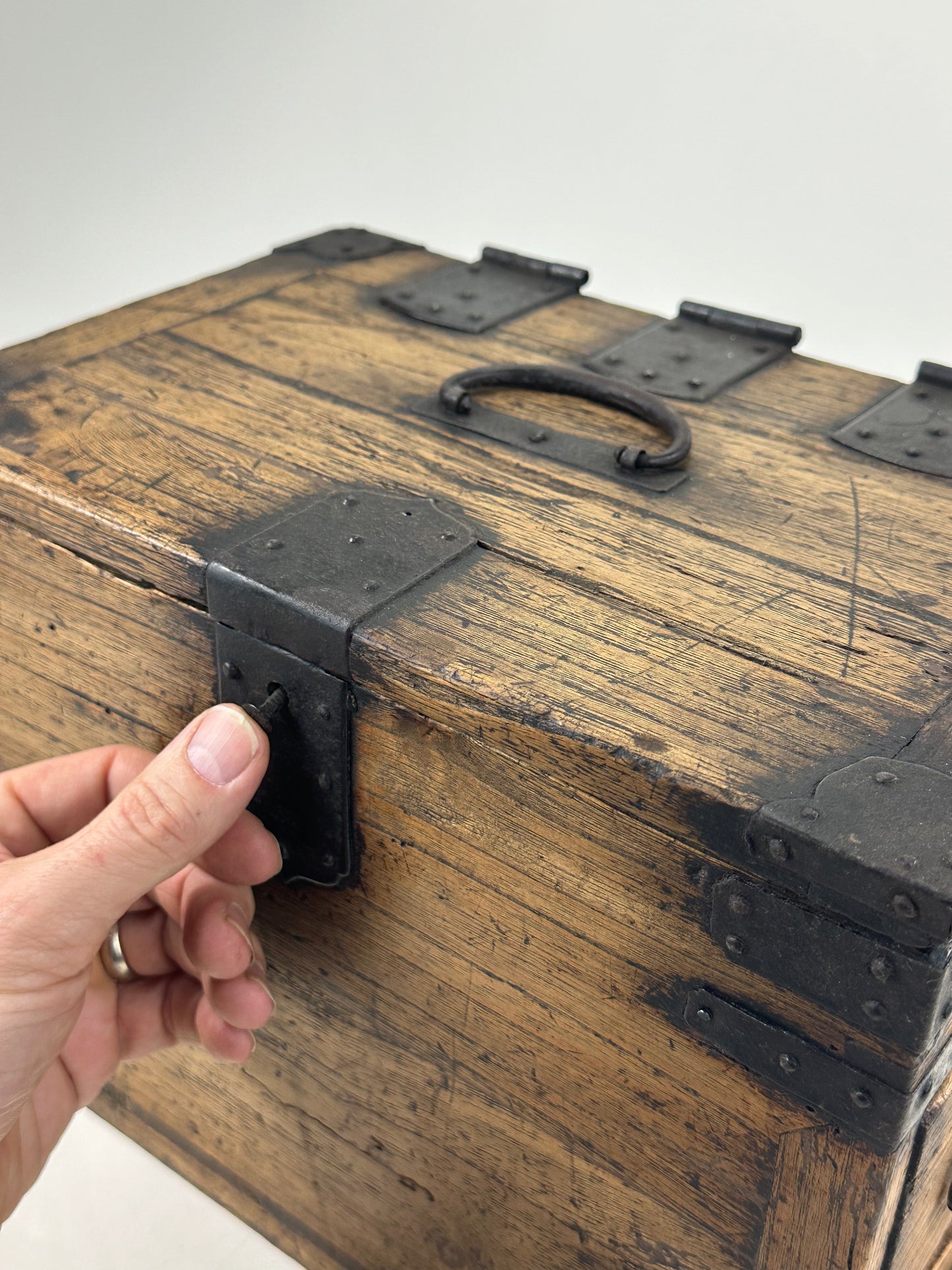 Antique Japanese c.1880’s Kiri Wood Suzuribako Calligraphy Tansu Chest 12"