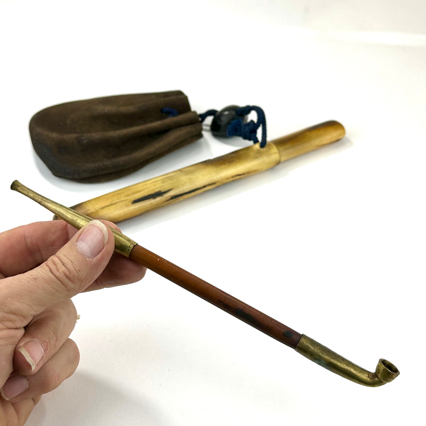 Antique Japanese Meiji Era Early c1900 Japanese Kiseru Good Draw 8”