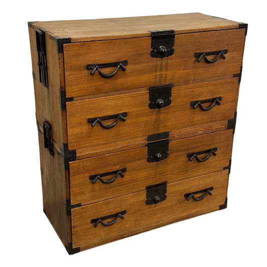 Antique Japanese Clothing Tansu Meiji Era c1880’s Kiri Wood 40.5"H