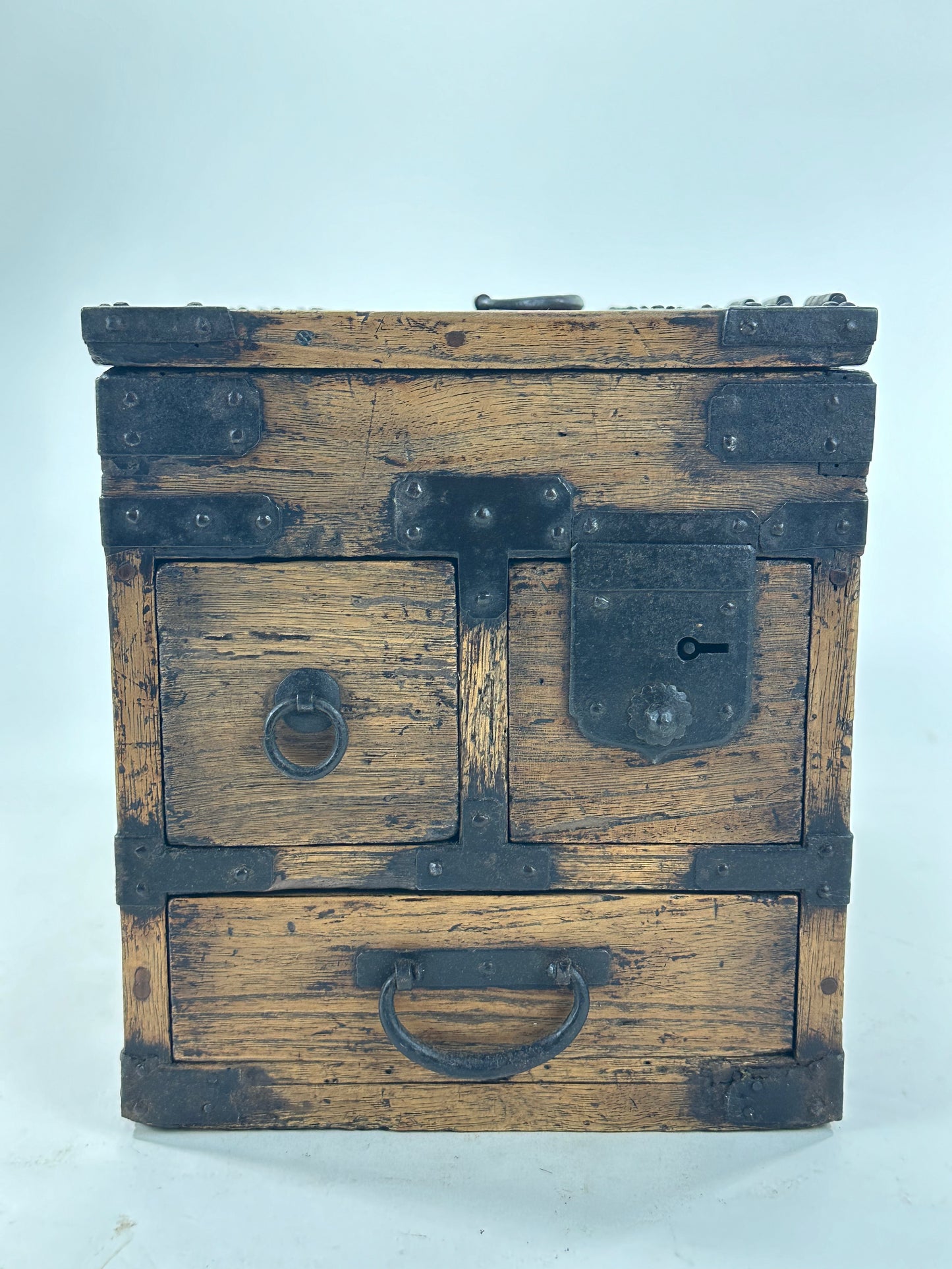 Antique Japanese c.1880’s Kiri Wood Suzuribako Calligraphy Tansu Chest 12"