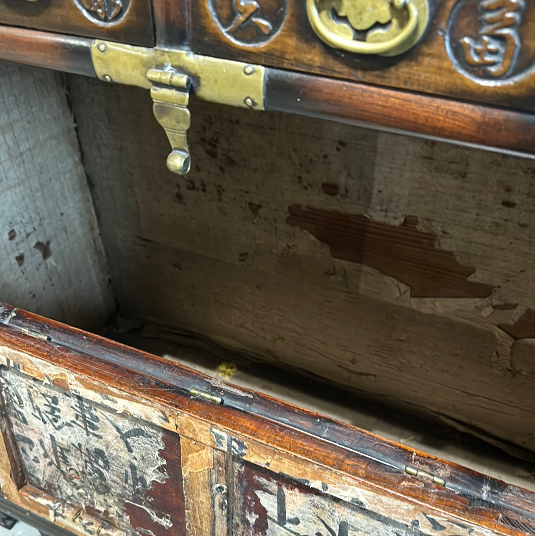 Antique Korean Morijang Large Front Door Chest Brass Locks & Hardware (LOCAL PICKUP ONLY)