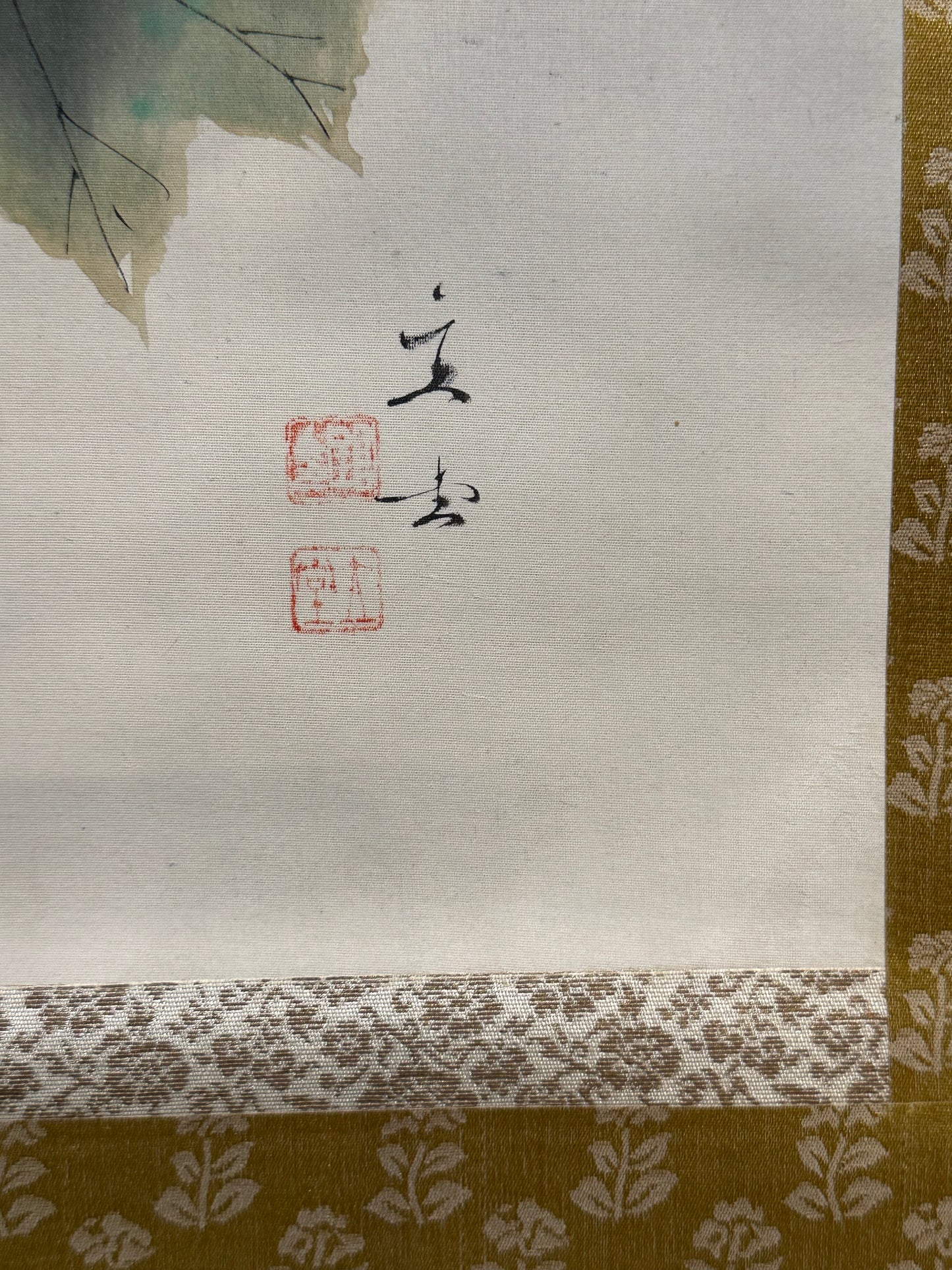Vintage Japanese Scroll Hand Painted Mid 1900’s Magpie & Hibiscus