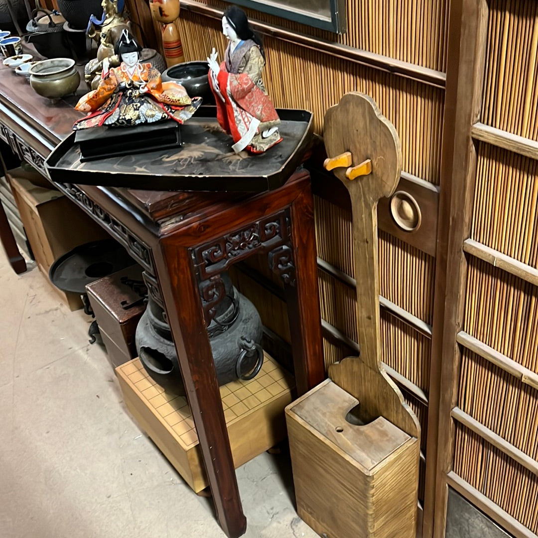 Vintage Japanese Shamisen Stand Box (Early 1900'S) Kiri Wood W/ One Drawer