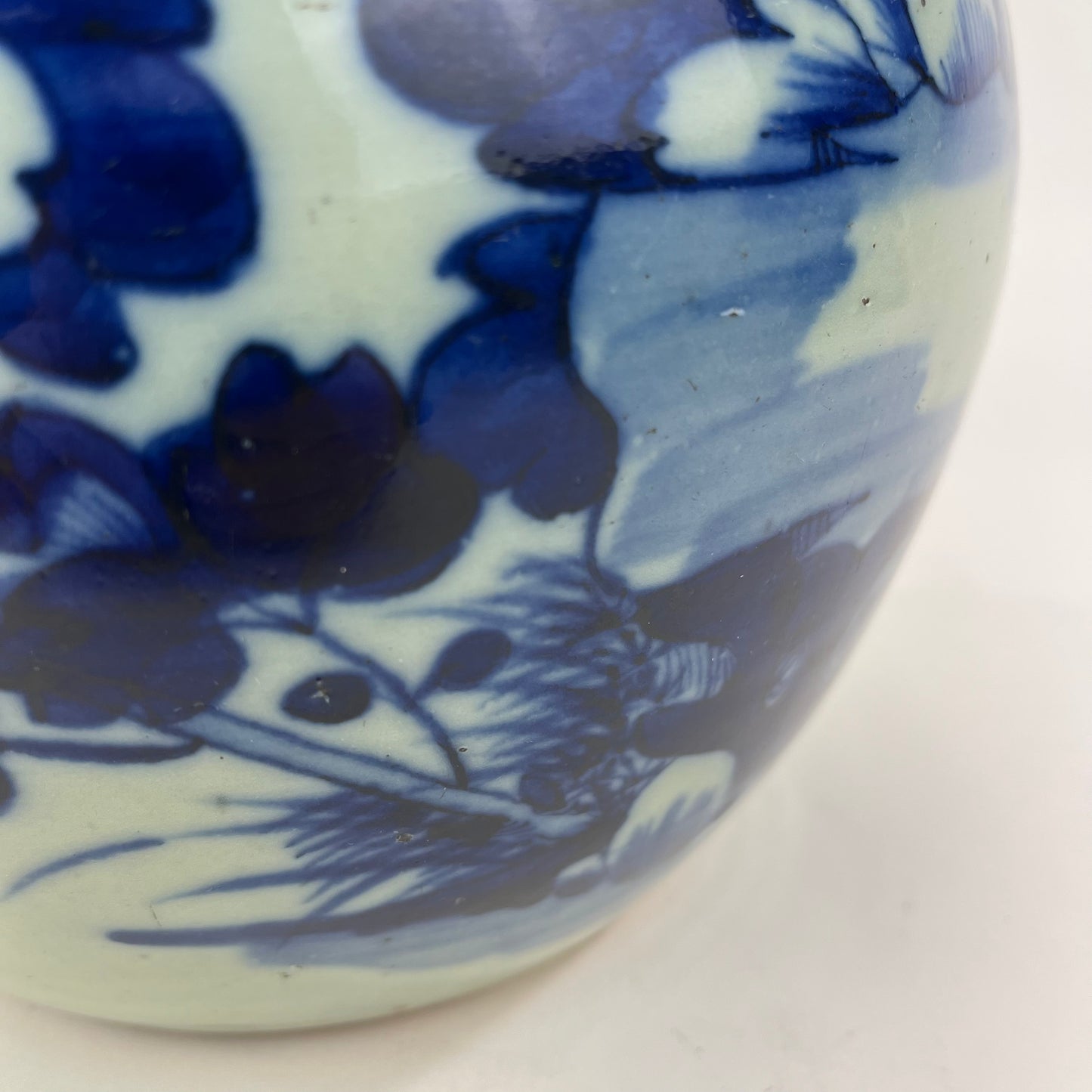 Antique Chinese Qing 19th Century Blue & White Ginger Jar Hand Painted 8"