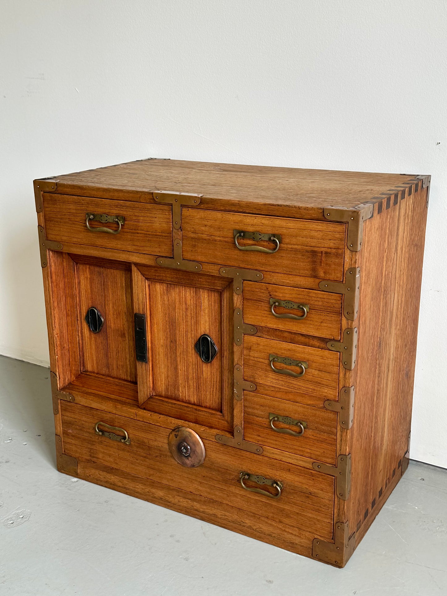 Antique Japanese Meiji Era (c1890’s) Kiri Kodansu Personal Tansu 6 Drawer 25"W