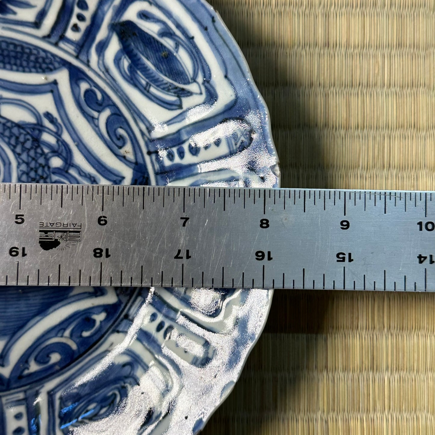 Rare Antique Japanese c1700 Arita Porcelain Plate Kraak Style Covered Vessel 8.25"W