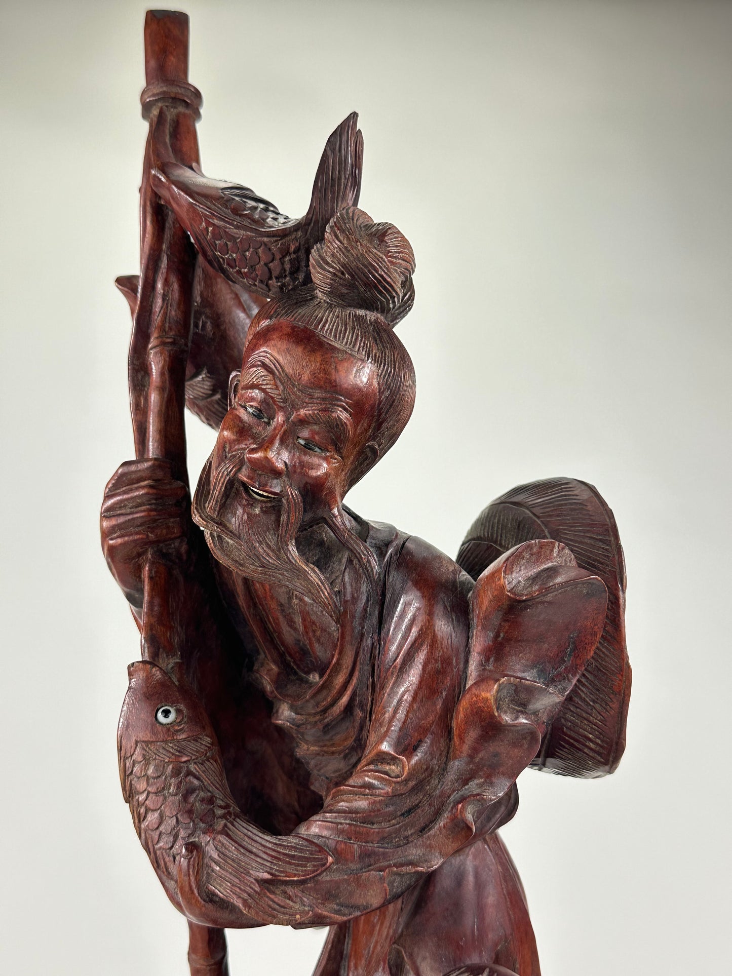 Antique Chinese Carved Wooden Statue of Shoulao 19”