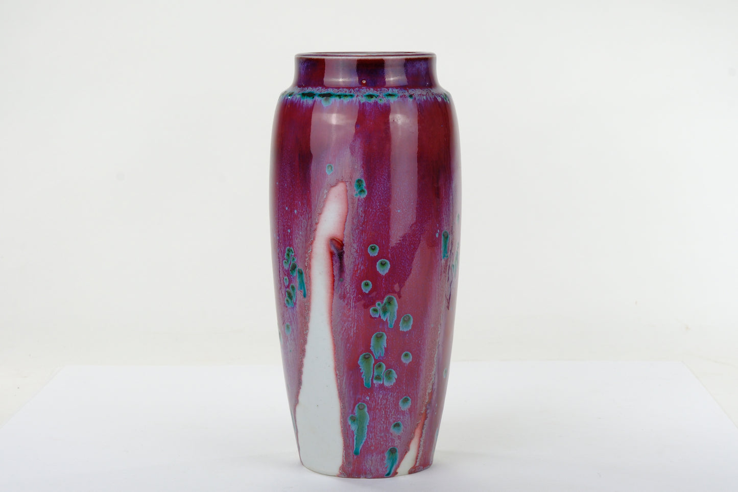Matsuyama Gaei Peacock Glaze Vase Japanese Hand Thrown w/ Box 9” c1950's