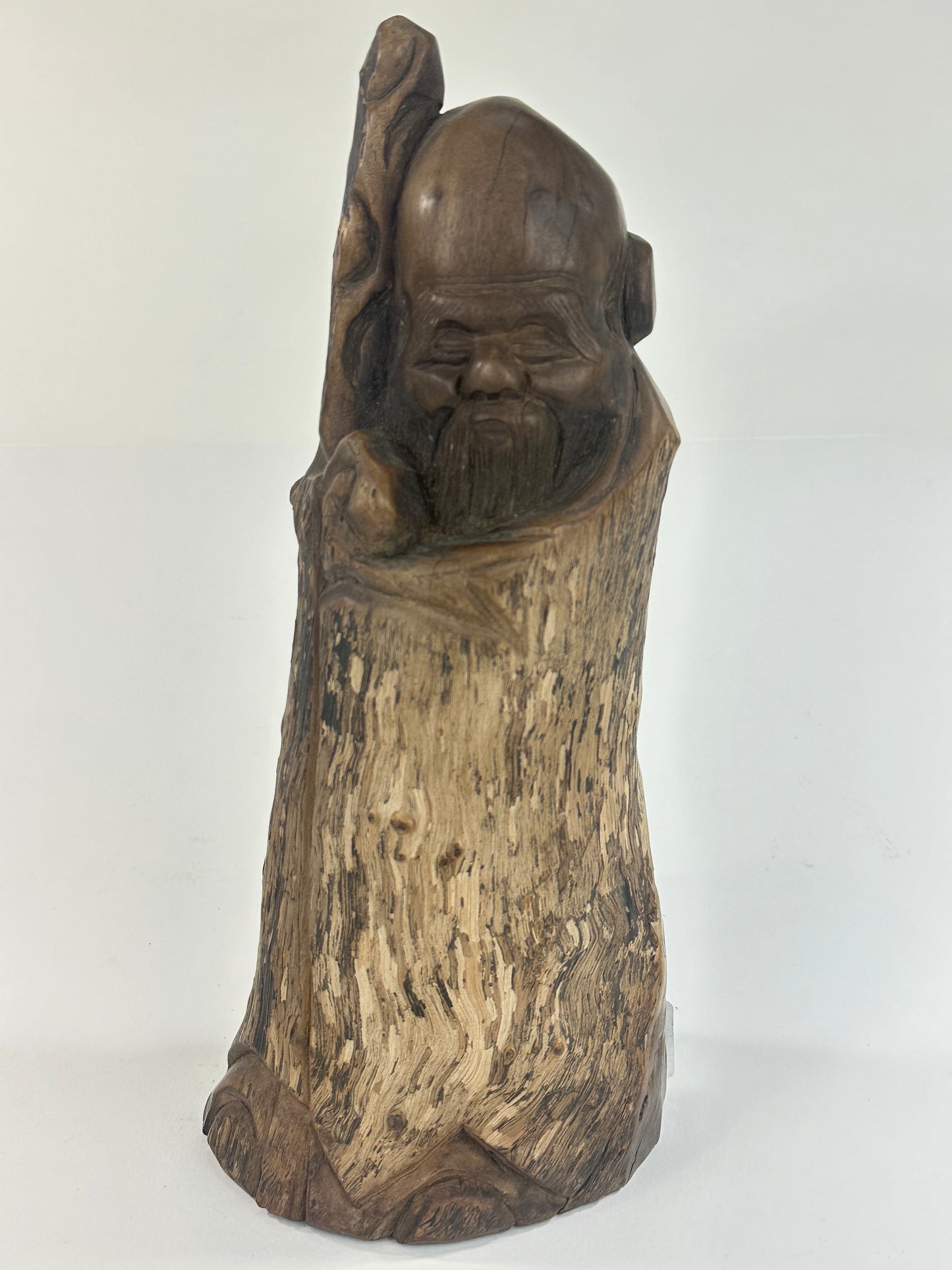 Japanese Antique early 1900's Jurojin Rough Hewn Statue Wabi-Sabi 11.5"