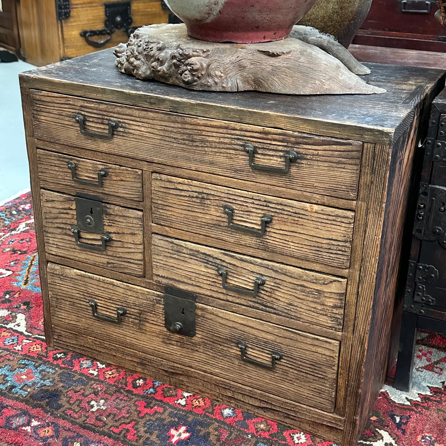 Antique Japanese Meiji Era (c1860’s) Kodansu Personal Tansu 6 Drawer 25"W