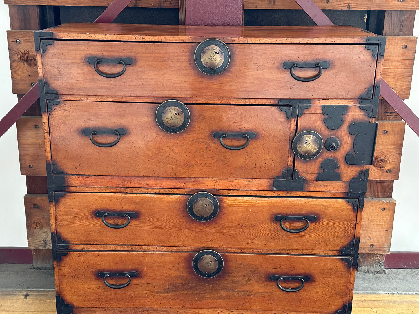 Antique Japanese Clothing Tansu Meiji Era c1880's Ishodansu 45"W