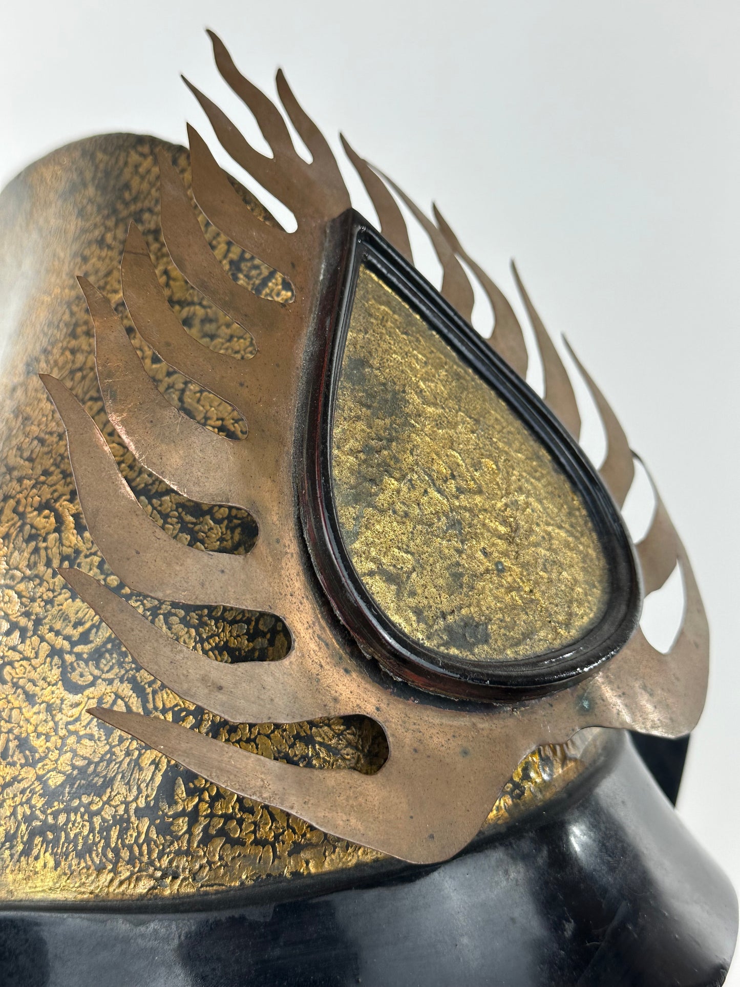 Japanese Edo Period Eboshi Kawari Kabuto w/ Flaming Jewel Maedate Rare LS#115