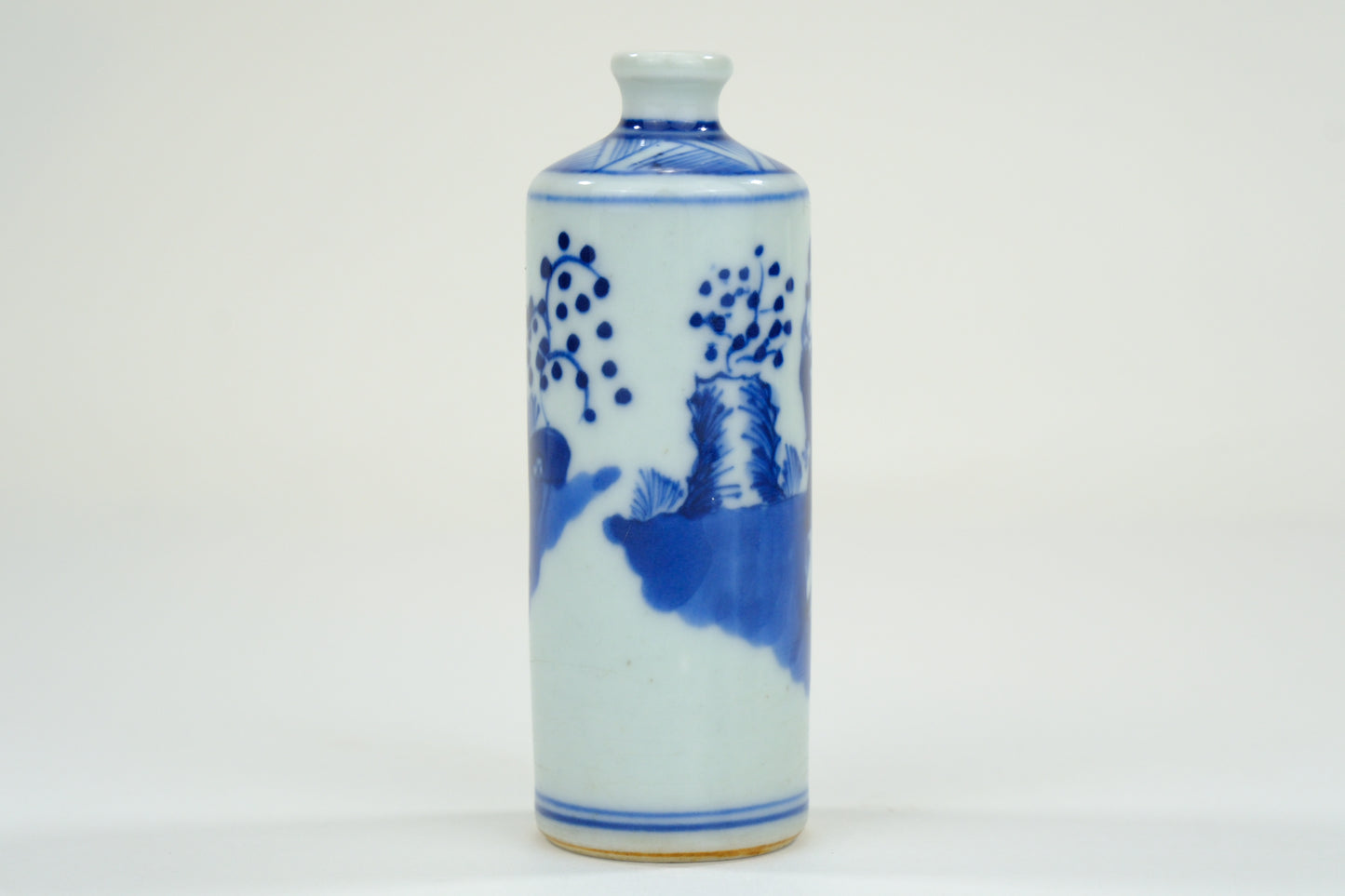 Vintage Chinese Porcelain Blue & White Snuff Bottle 3"