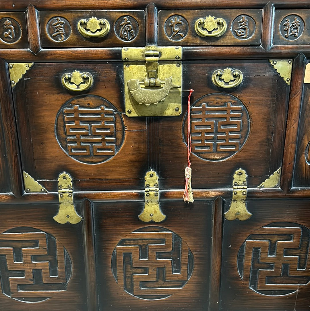 Antique Korean Morijang Large Front Door Chest Brass Locks & Hardware (LOCAL PICKUP ONLY)