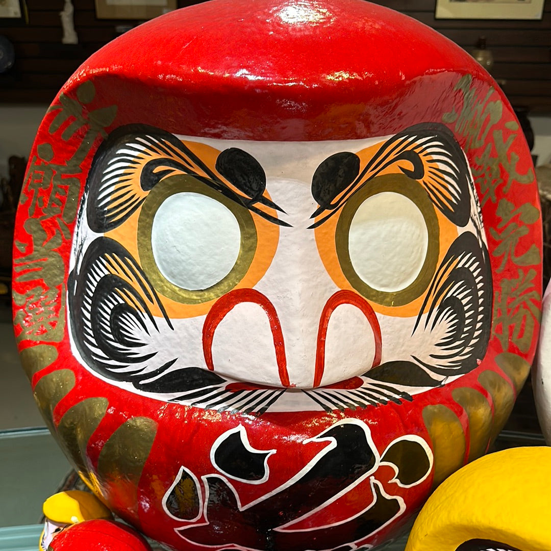 Japanese Traditional Papier-mâché Daruma Wishing Doll in Red 25”H