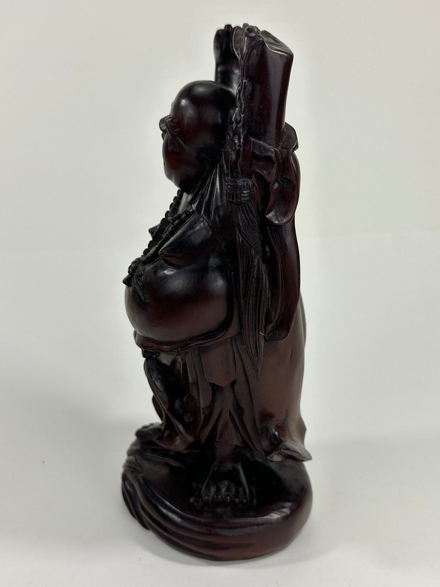Antique Japanese Carved Wooden Statue of Hotei Lucky God 8”