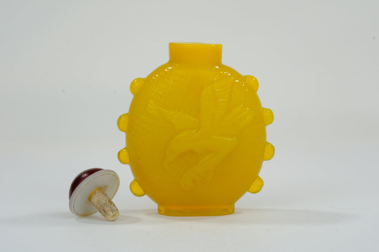Vintage Chinese Yellow Glass Snuff Bottle 3"