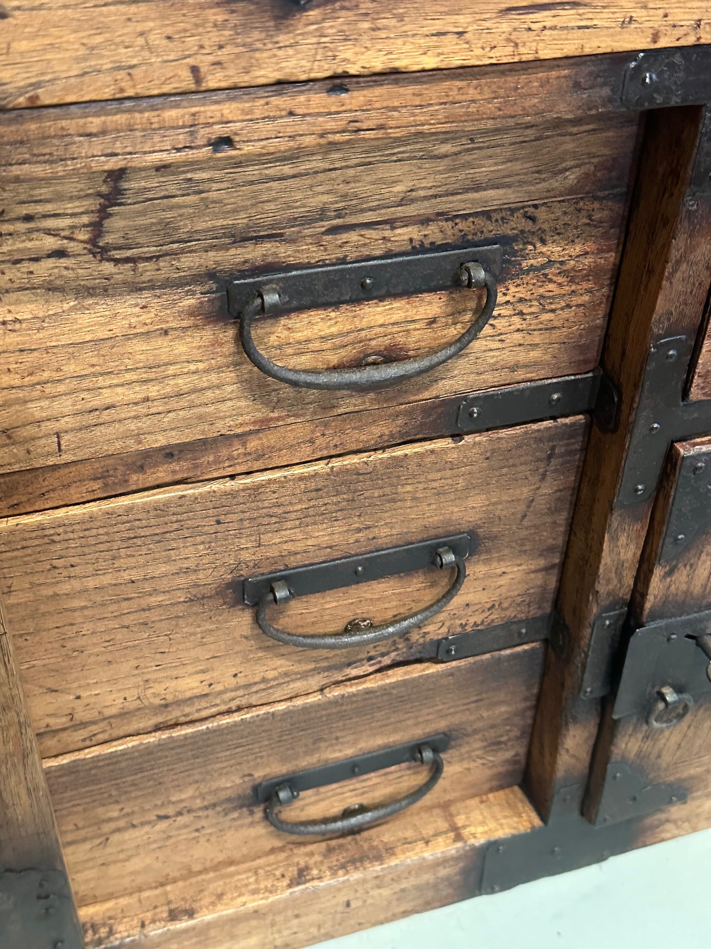 Antique Japanese Chobadansu Meiji Era c1880's Document Tansu Kiri 35"W