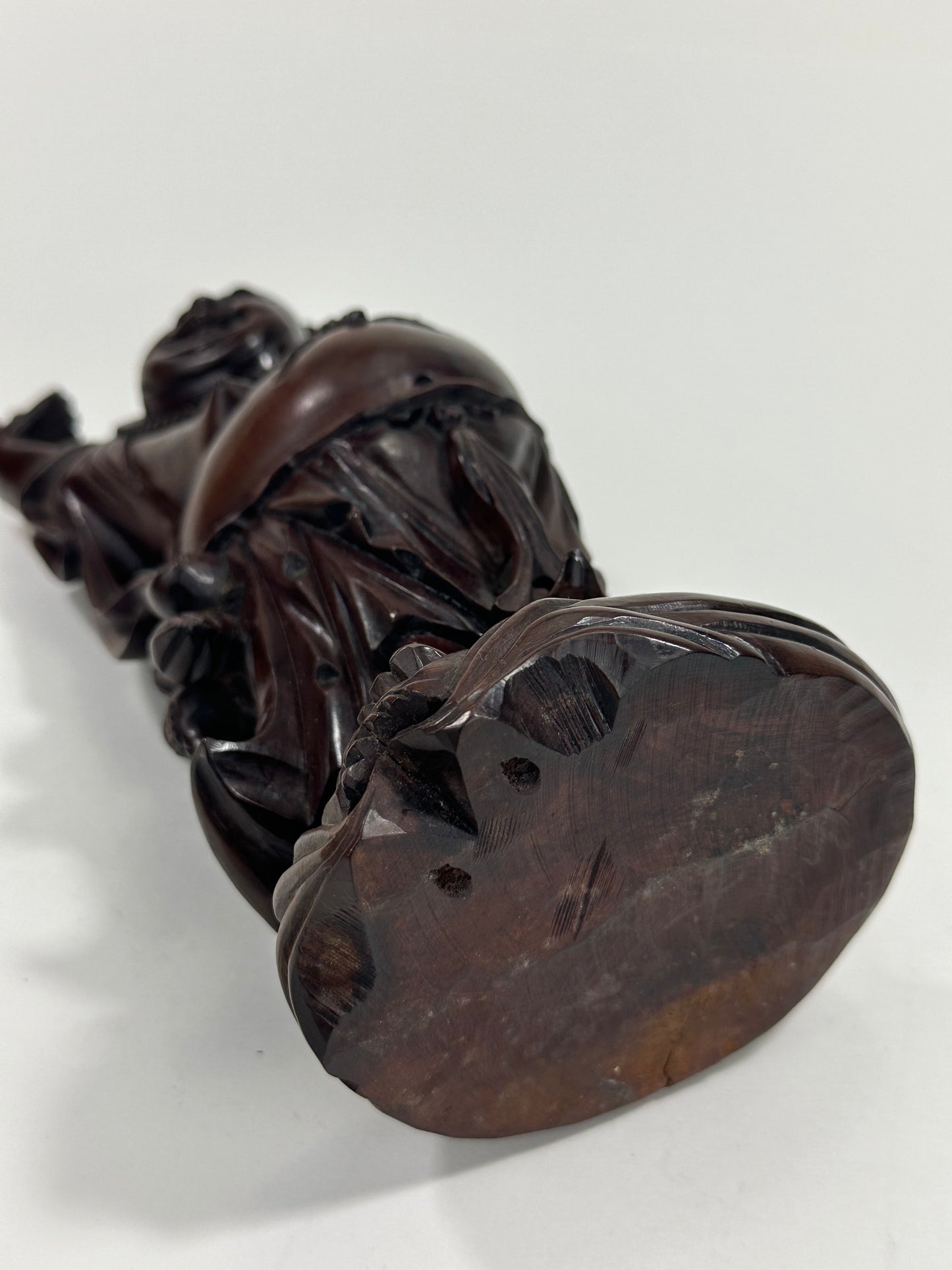 Antique Japanese Carved Wooden Statue of Hotei Lucky God 8”
