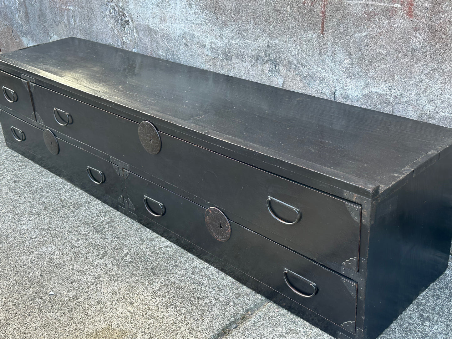 Antique Japanese Edo Era “Katanadansu” Black Lacquer Sword Chest 67"