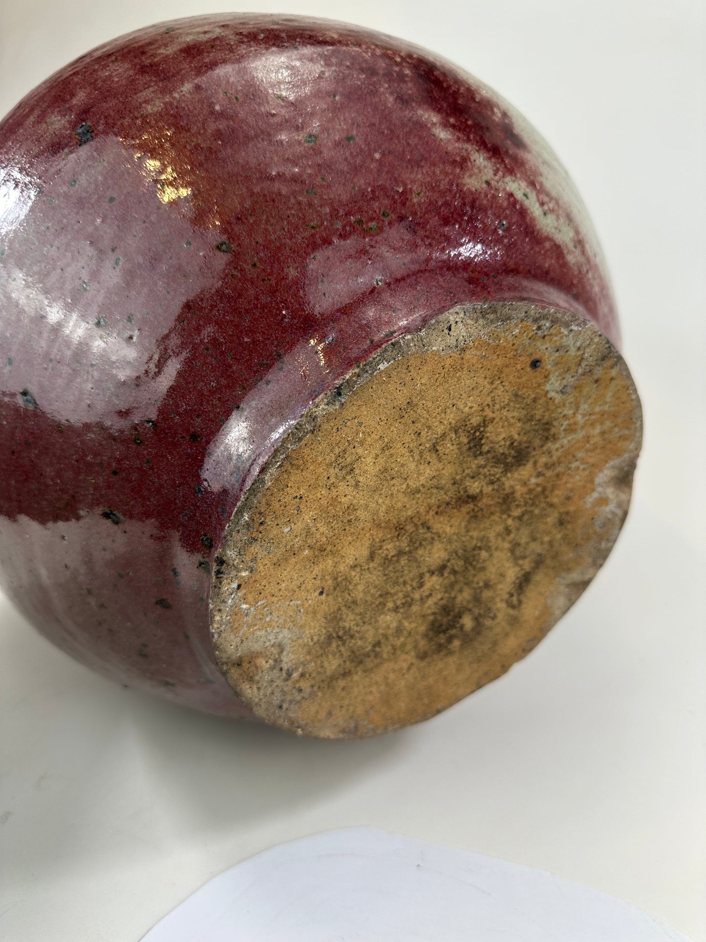Vintage Japanese Hand Thrown Vase Beautiful Red-Purple Vase 11"