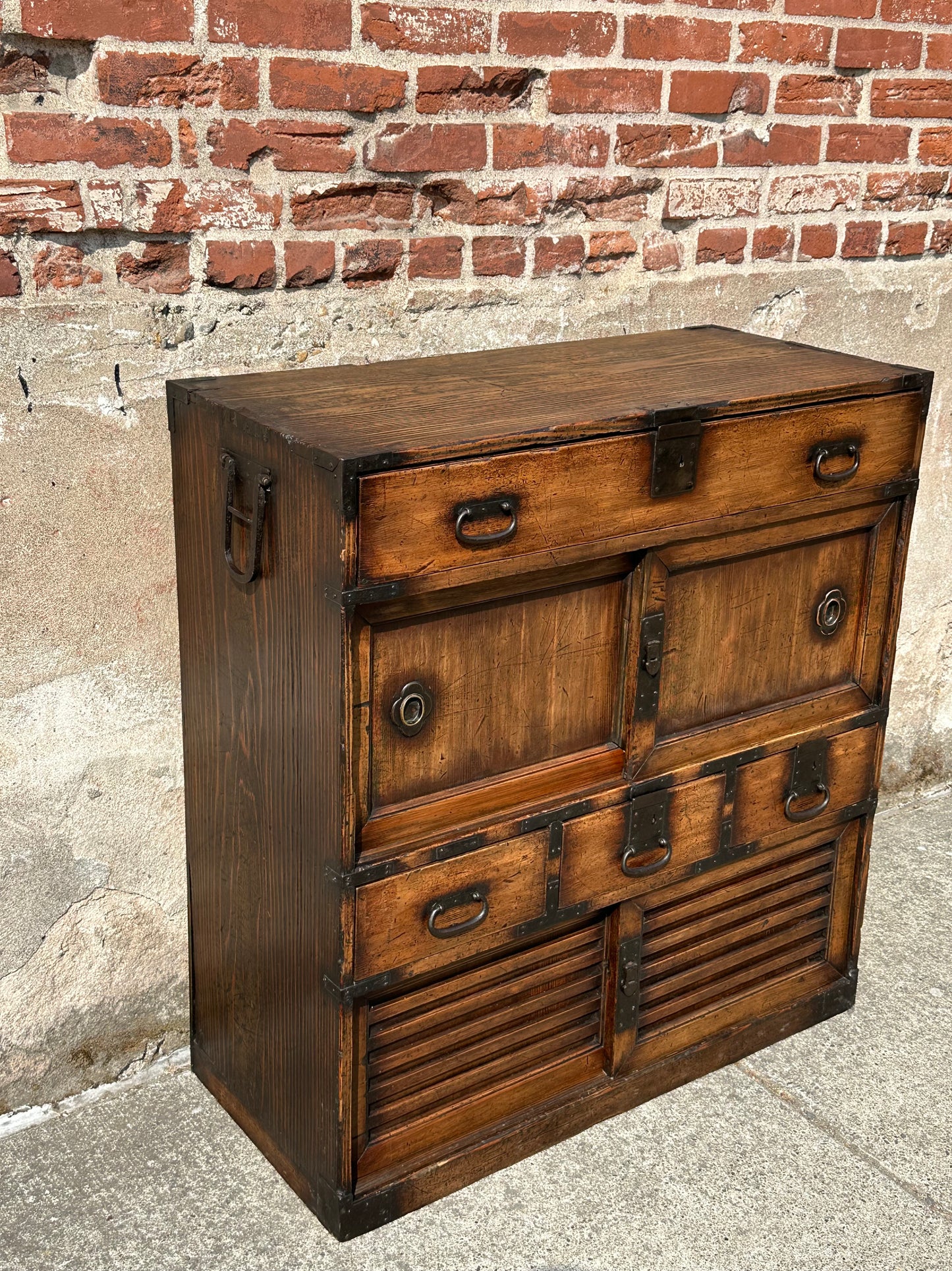 Antique Japanese Meiji Era (1868-1912) Chobadansu Document Chest 4 Drawer 37"H