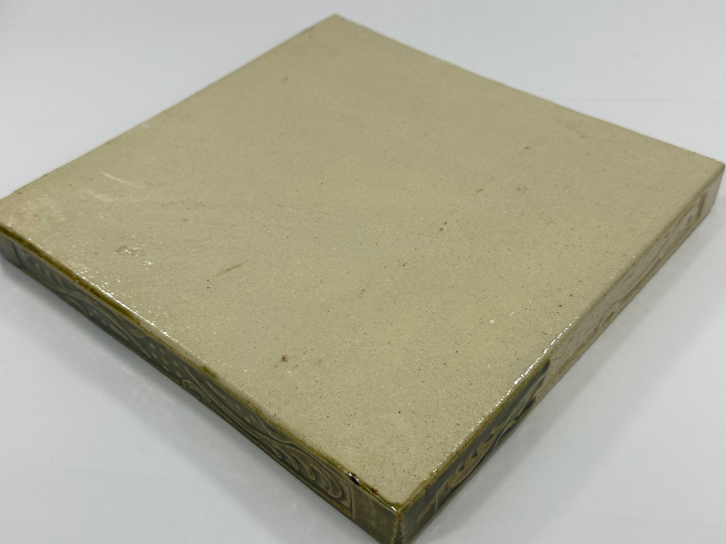 Vintage Japanese Oribe-ware Sokogawara Tile Tea Ceremony Furo 9"W