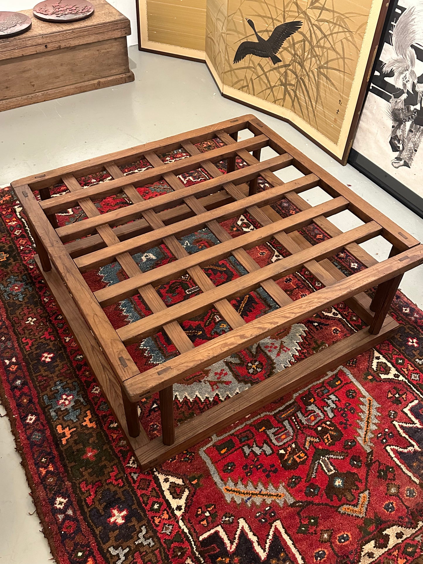 Antique Japanese 19th Century Sugi Wood Kotatsu Table 34”