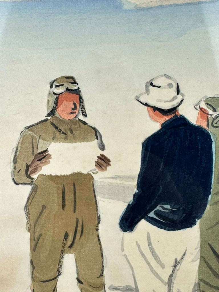 Original Japanese Woodblock Print Wada Sanzo "Aviator" 1940 #10 in Occupations Series LS#082