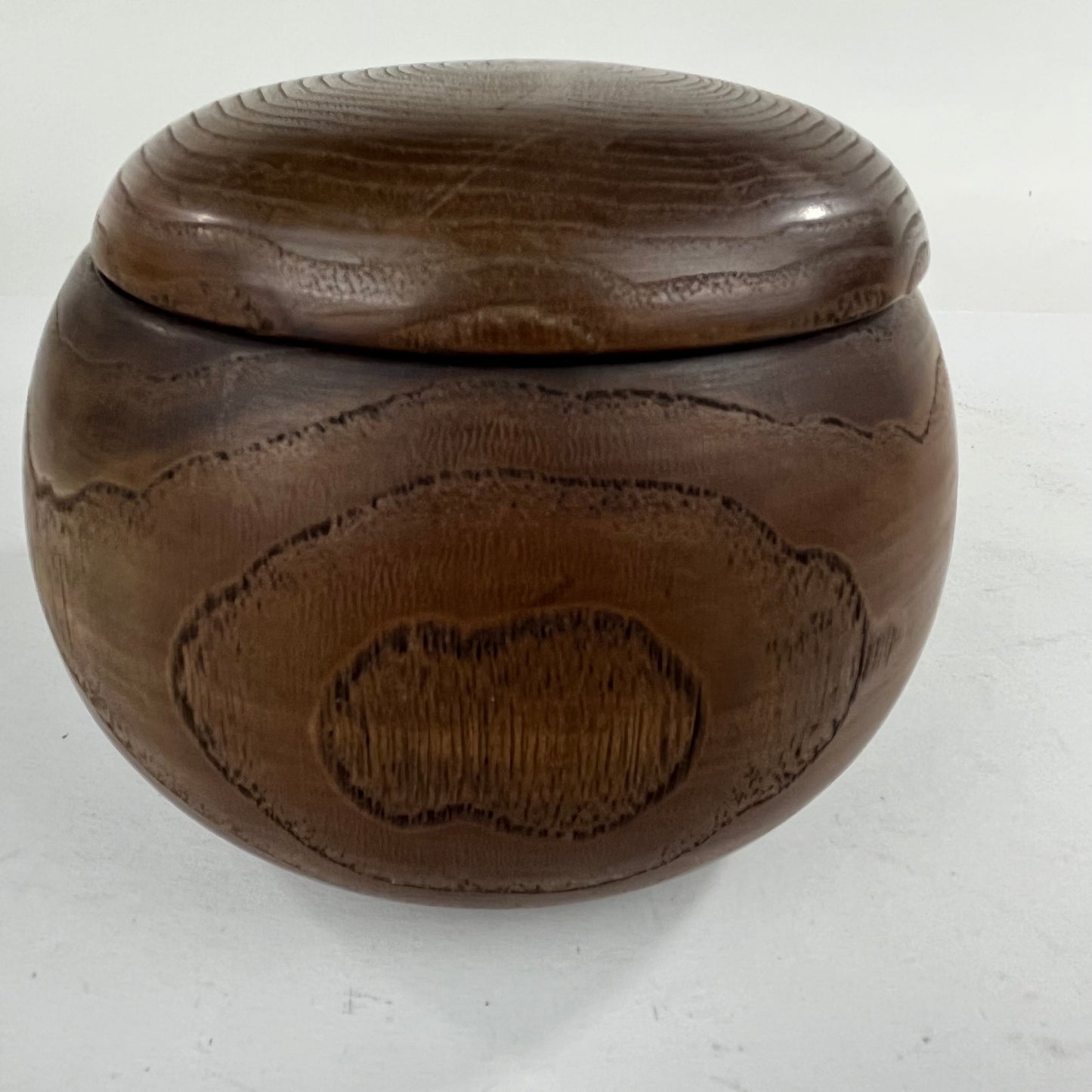 Vintage Round Wooden Lidded Box Bowls 5”
