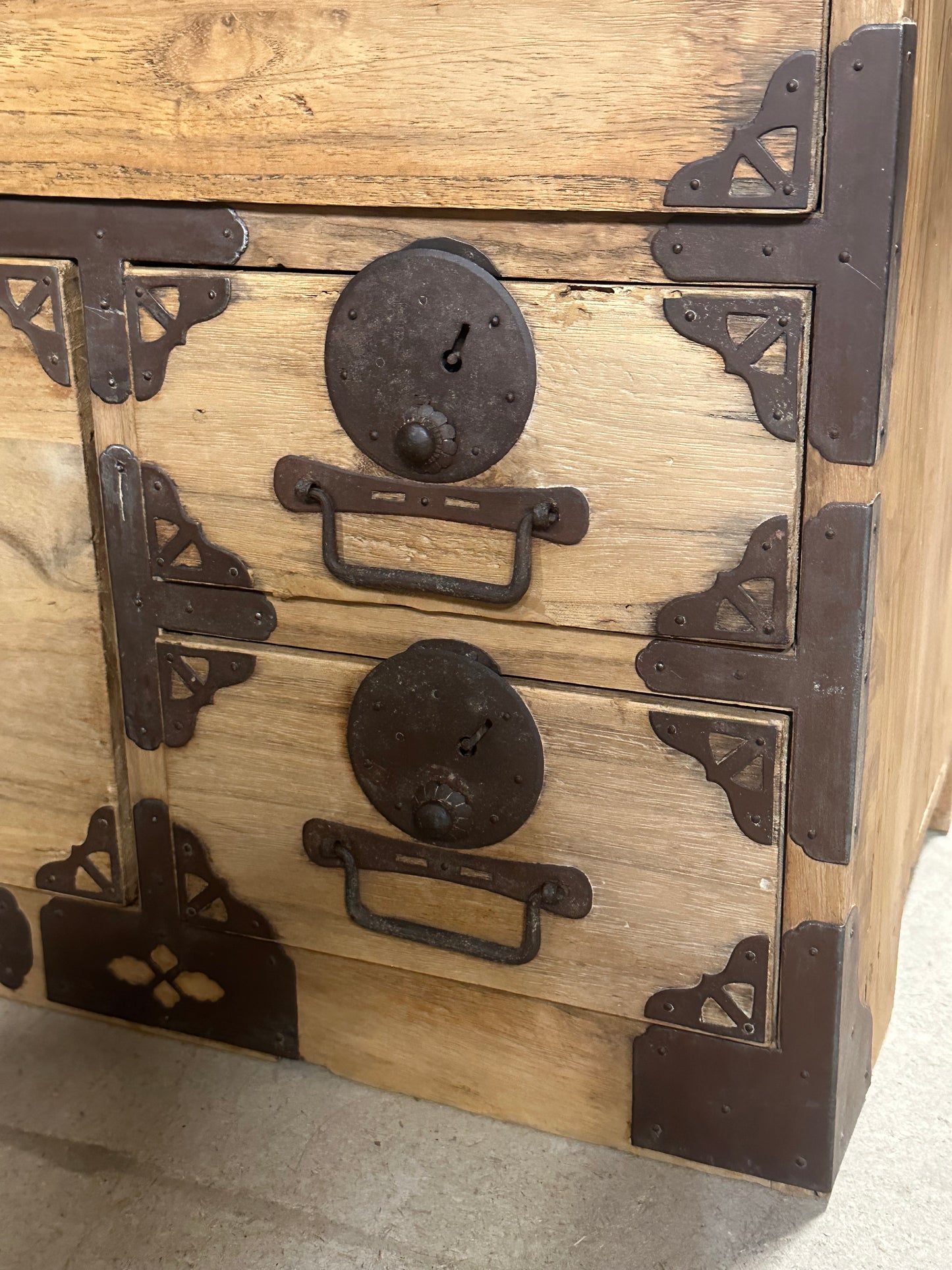 Antique Japanese Meiji Era c1880 Kasane Clothing Tansu Kiri Wood 37"W